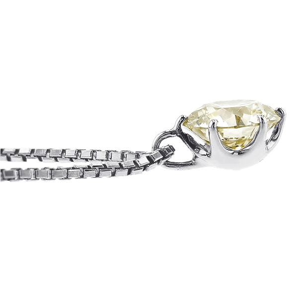 ダイヤモンド ネックレス 一粒 0.8ct SI1 LIGHT YELLOW EX プラチナ Pt 鑑定書付 ダイヤモンドネックレス ダイヤネックレスの画像