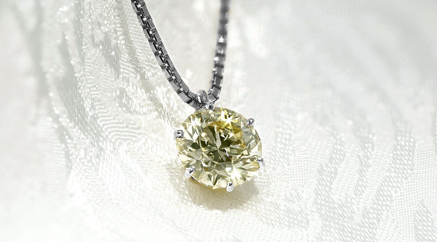ダイヤモンド ネックレス 一粒 0.8ct SI1 LIGHT YELLOW EX プラチナ Pt 鑑定書付 ダイヤモンドネックレス ダイヤネックレスの画像