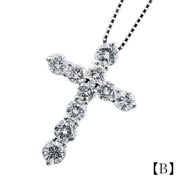 ダイヤモンド クロスネックレス 1ct(Total) D〜Kクラス VVS〜SIクラス