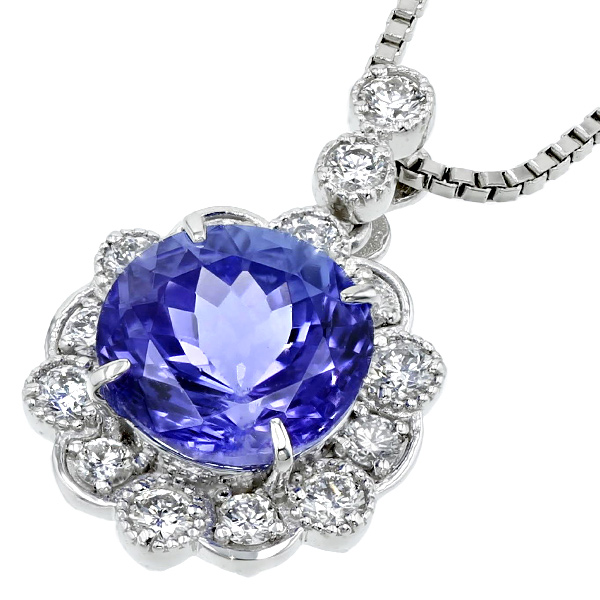 タンザナイト ネックレス 4.3ct プラチナ Pt 鑑別書付 : エメット 
