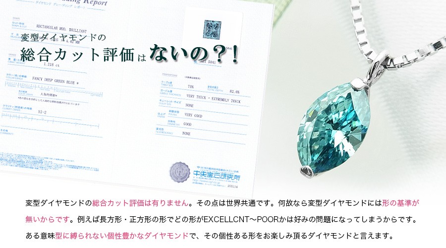 ブルーダイヤモンド ネックレス 一粒 0.3〜0.7ct SI1〜I1 FANCY BLUE