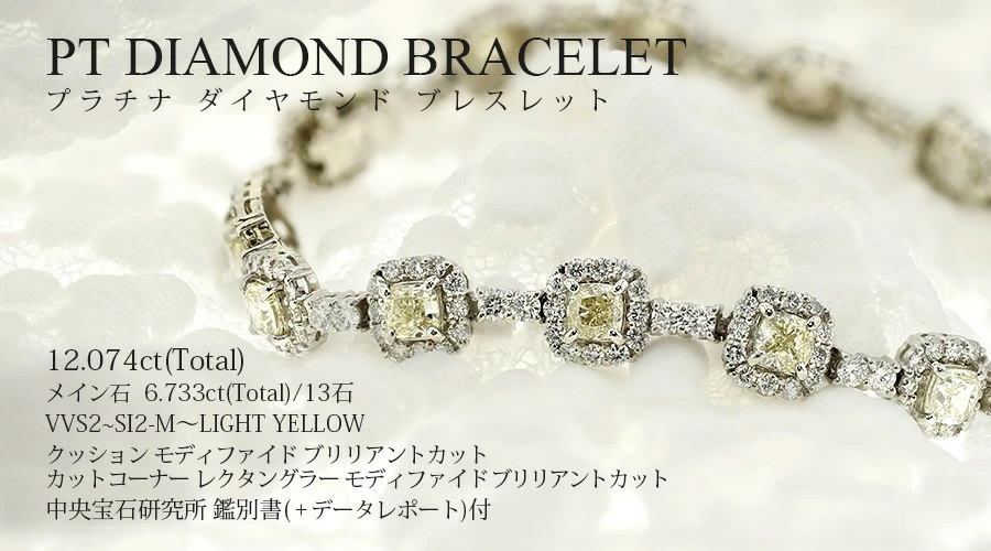 ダイヤモンド テニス ブレスレット 12.074ct(Total) VVS〜SI M〜LIGHT 