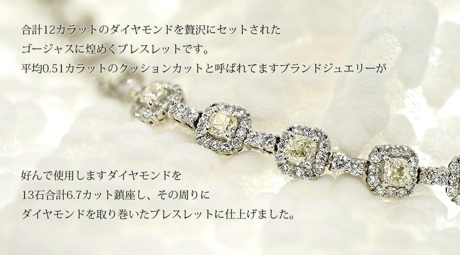 ダイヤモンド テニス ブレスレット 12.074ct(Total) VVS〜SI M〜LIGHT