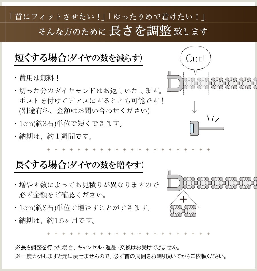 ダイヤモンド テニスネックレス 10.0ct(Total) I1 D〜H VERY