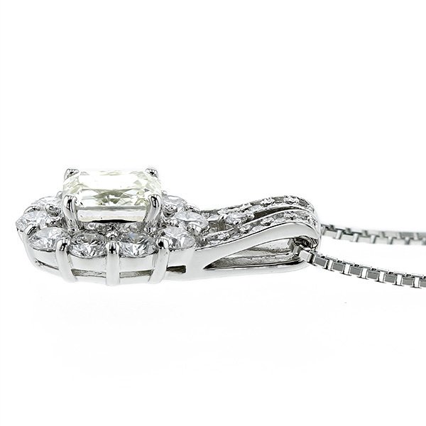 ダイヤモンド ネックレス 2.025ct SI1 M ラディアントカット/脇石1.12 