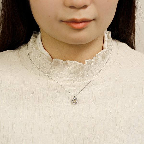 ダイヤモンド ネックレス 0.617ct SI2 LIGHT YELLOW オーバル 