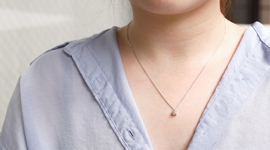 ダイヤモンド ネックレス 一粒 0.400ct F VS1 EX H&C プラチナ Pt 鑑定