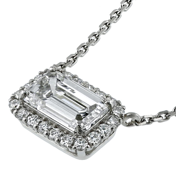 ダイヤモンド ネックレス 一粒 0.5ct E VVS2 エメラルドカット 