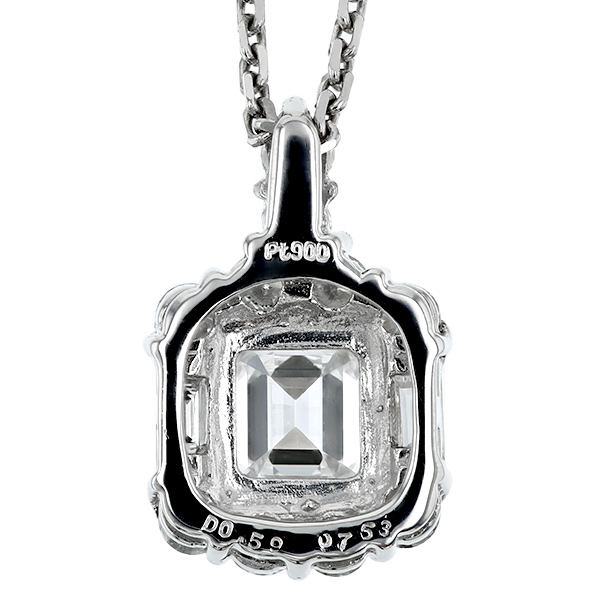 ダイヤモンド ネックレス 0.7ct E VS1 エメラルドカット プラチナ Pt 鑑定書付_3