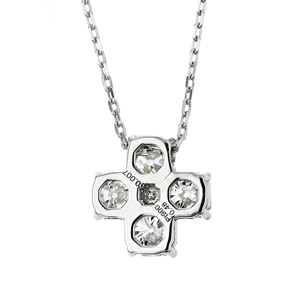 ダイヤモンド ネックレス 0.4ct(Total) E〜F I1 カットコーナードスクエアモディファイドブリリアントカット プラチナ Pt ソーティング付の画像