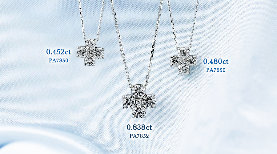 ダイヤモンド ネックレス 0.4ct(Total) E〜F I1 カットコーナードスクエアモディファイドブリリアントカット プラチナ Pt ソーティング付の画像