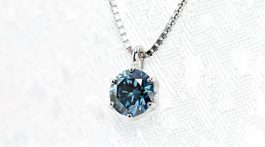 ブルーダイヤモンド ネックレス 一粒 0.5〜0.6ct FANCY DEEP GREEN BLUE VVS2〜SI1 プラチナ Pt ソーティング付 ダイヤモンドネックレス ダイヤネックレスの画像