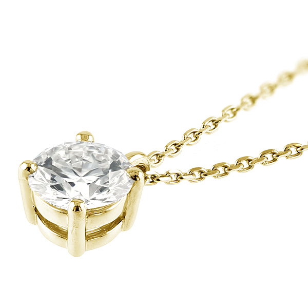 ダイヤモンド ネックレス 一粒 0.5ct LIGHT YELLOW VS2 3EX 18金 K18