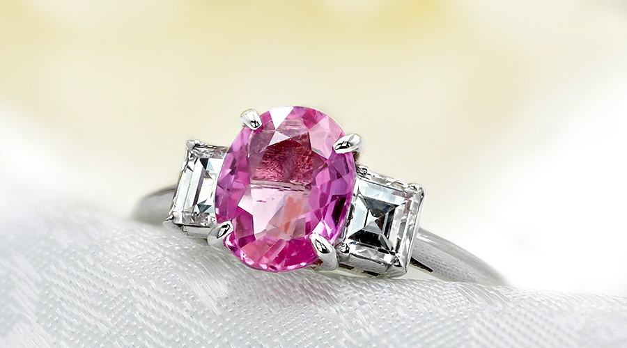 ピンクサファイア リング 1.4ct / 脇石ダイヤモンド0.55ct(Total