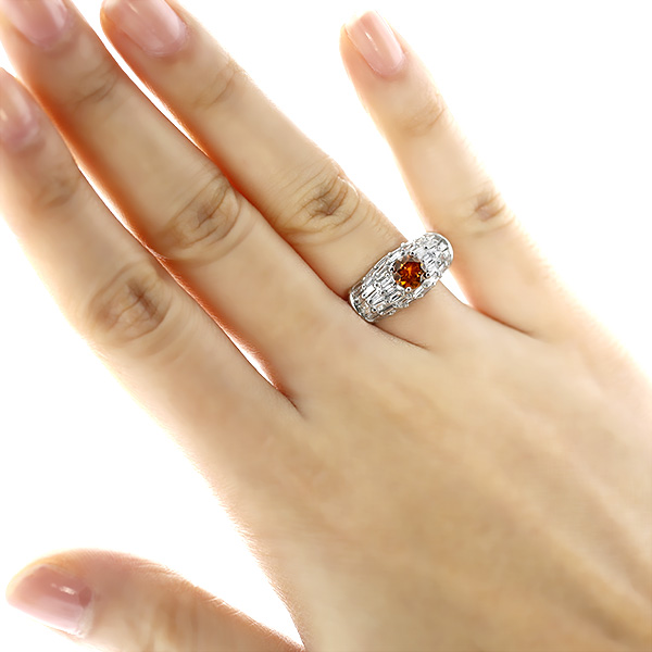 オレンジダイヤモンドリング 0.584ct I1 FANCY DEEP YELLOWISH ORANGE 