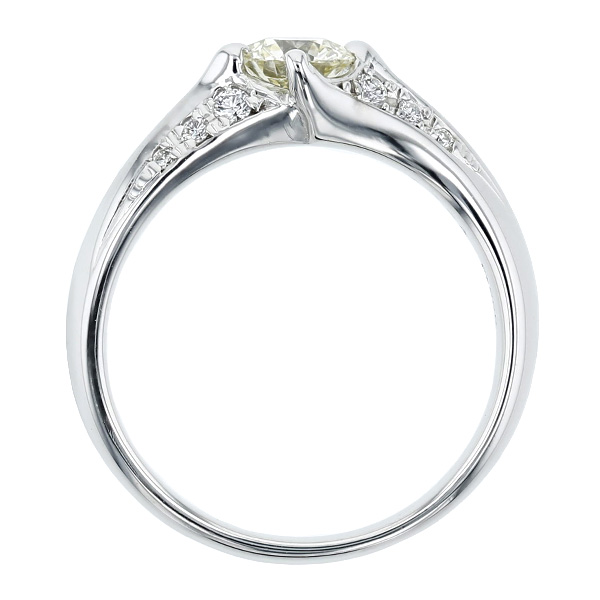 ダイヤモンド リング 0.434ct VERY LIGHT YELLOW VVS1 3EX H&C 脇石0.121ct(Total) プラチナ Pt 鑑定書付 ダイヤモンドリング ダイヤリングの画像