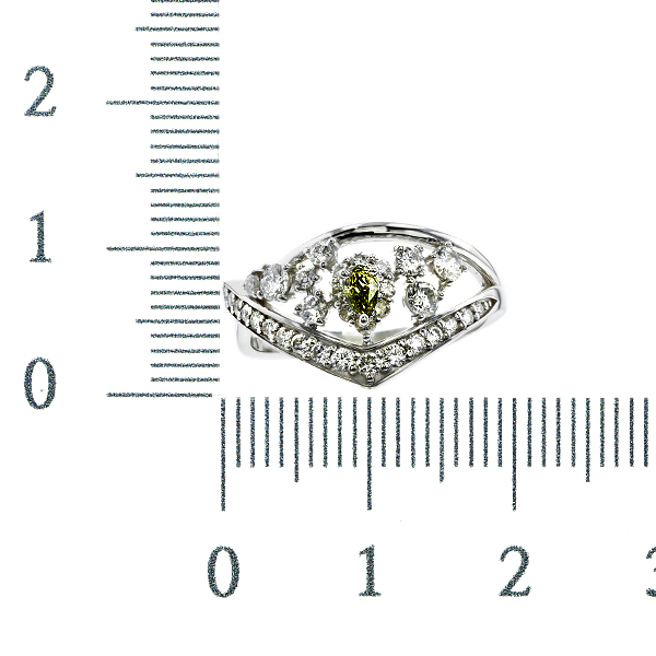 カメレオンダイヤモンド リング 0.091ct SI2 FANCY DARK GRAY YELLOWISH GREEN プラチナ Pt 鑑定書付の画像