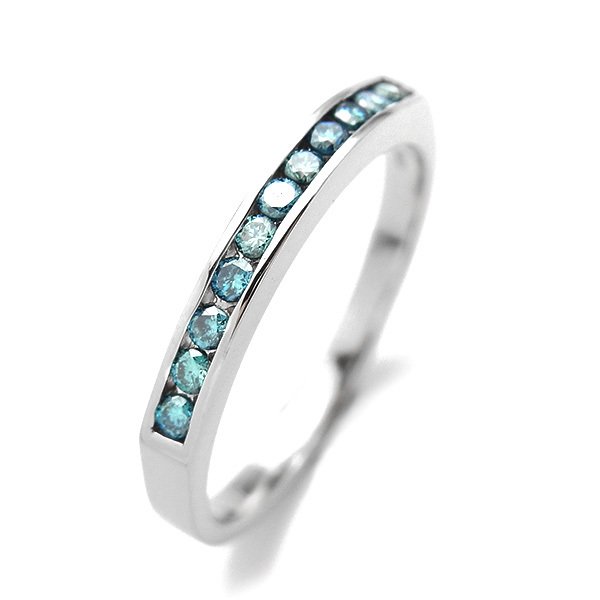 ブルーダイヤハーフエタニティ ブルーダイヤモンド ハーフエタニティ リング 0.16ct(Total)/11