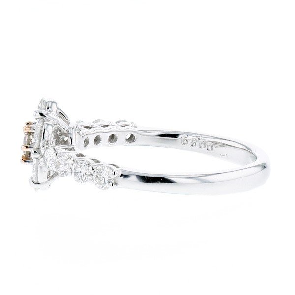 ピンクダイヤモンド リング 0.116ct I1 FANCY LIGHT ORANGY PINK