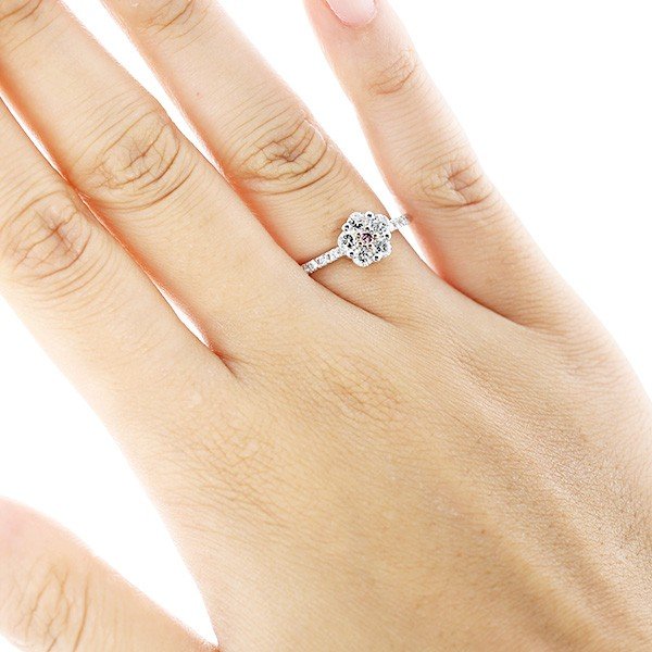 ピンクダイヤモンド リング 0.04ct I1 FANCY PINK 脇石0.60ct
