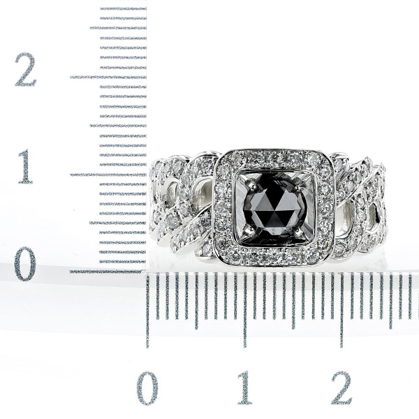 ブラックダイヤモンド 喜平 メンズリング 1.089ct ローズカット