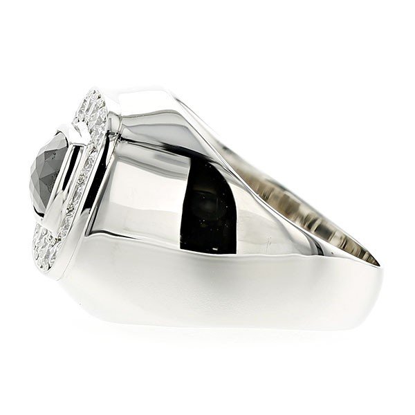 ブラックダイヤモンド メンズリング 2ct ファンシーカット プラチナ Pt 