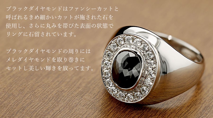 ブラックダイヤモンド メンズリング 1.720ct ファンシーカット 