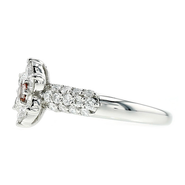 ピンクダイヤモンド リング 0.136ct FANCY DEEP BROWNISH ORANGY PINK 