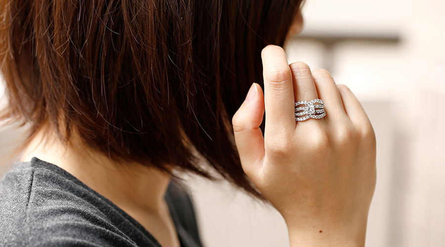 ダイヤモンド リング 1.001ct F SI2 プラチナ Pt 鑑定書付 : エメット 