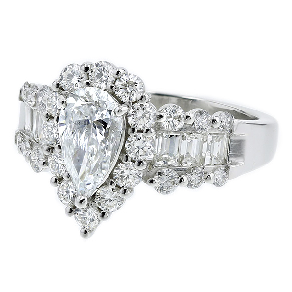 ダイヤモンド リング 1.032ct D SI2 ペアシェイプブリリアントカット 