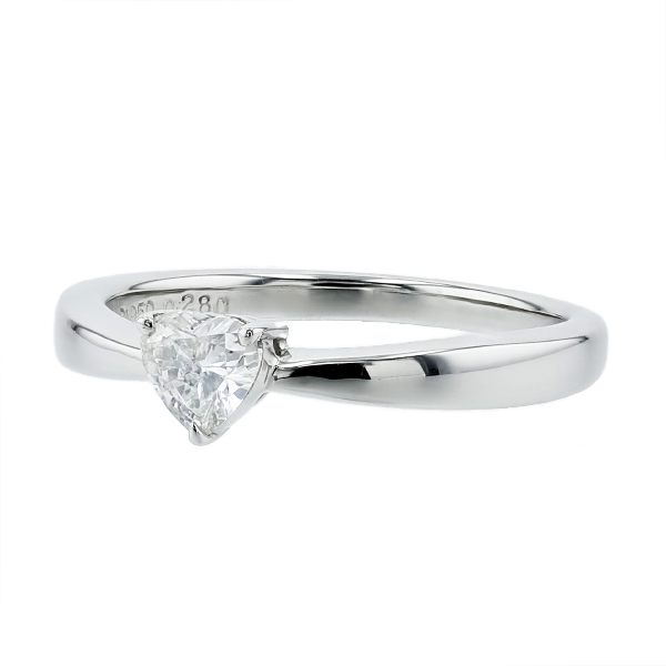 ダイヤモンド リング 0.280ct K SI2 ハート ブリリアント カット プラチナ Pt ソーティング付の画像