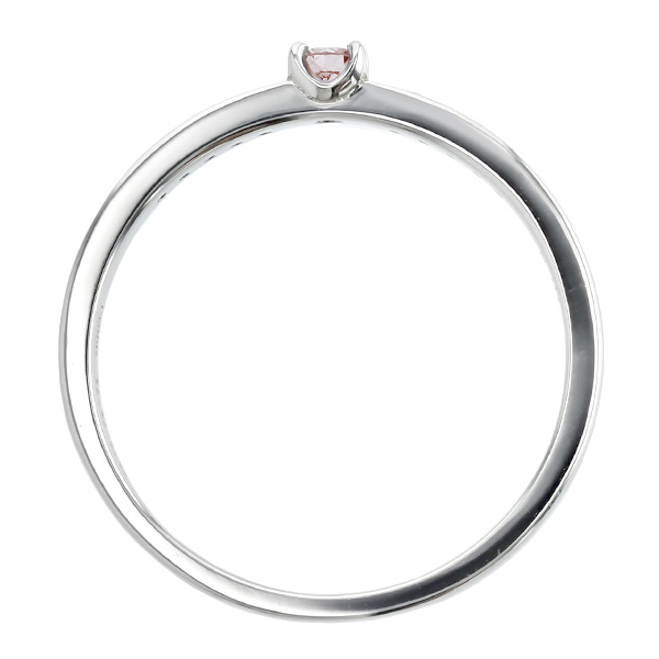ピンクダイヤモンド リング 0.061ct FANCY ORANGY PINK SI2 ラウンド ブリリアントカット プラチナ Pt ソーティング付の画像