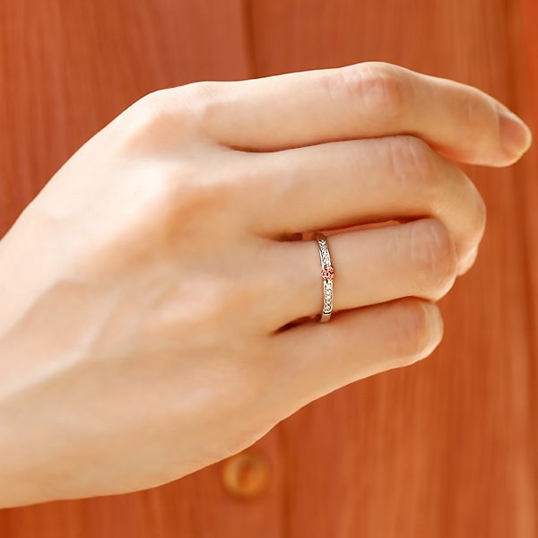 ピンクダイヤモンド リング 0.061ct FANCY ORANGY PINK SI2 ラウンド ブリリアントカット プラチナ Pt ソーティング付の画像