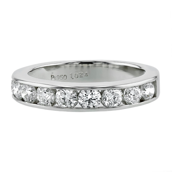 プラチナ ハーフエタニティリング9号 ダイヤモンド ハーフエタニティ リング 1.024ct(Total)/9石 D