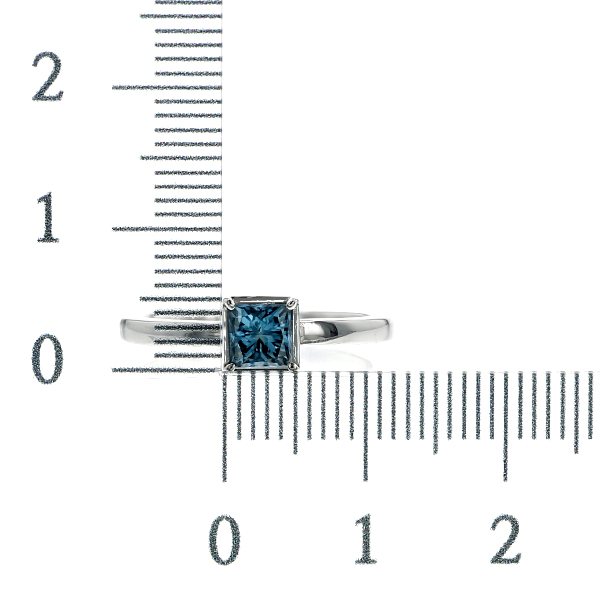 ブルーダイヤモンド リング 0.5ct 0.6ct FANCY DEEP GREEN BLUE プリンセスカット プラチナ Pt ソーティング付の画像