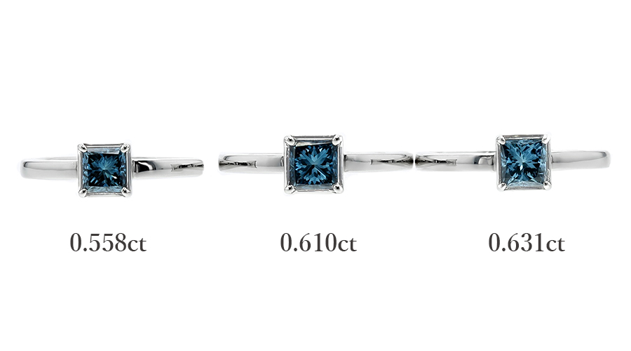 ブルーダイヤモンド リング 0.5ct 0.6ct FANCY DEEP GREEN BLUE プリンセスカット プラチナ Pt ソーティング付の画像