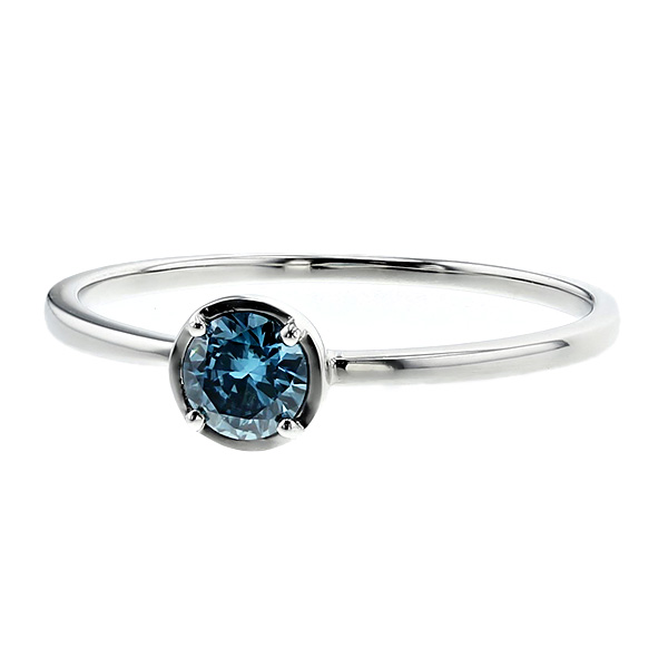 ダイヤモンド リング 0.2〜0.3ct FANCY DEEP GREEN BLUE VVS2〜SI2 プラチナ Pt ソーティング付の画像