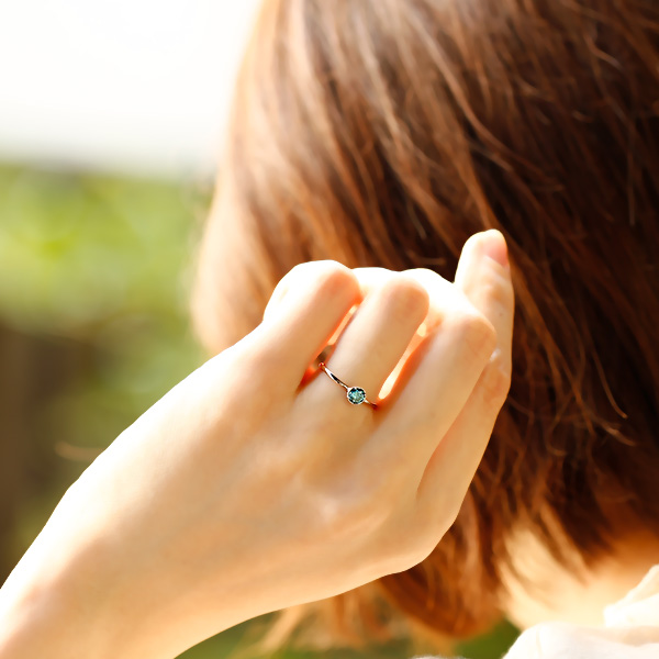 ダイヤモンド リング 0.2〜0.3ct FANCY DEEP GREEN BLUE VVS2〜SI2 プラチナ Pt ソーティング付の画像