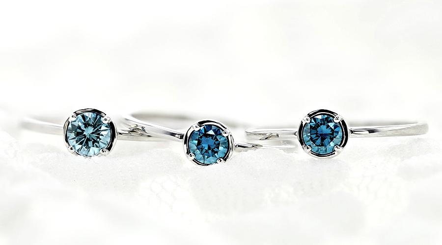 ダイヤモンド リング 0.2〜0.3ct FANCY DEEP GREEN BLUE VVS2〜SI2 プラチナ Pt ソーティング付の画像