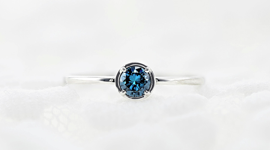 ダイヤモンド リング 0.2〜0.3ct FANCY DEEP GREEN BLUE VVS2〜SI2 プラチナ Pt ソーティング付の画像