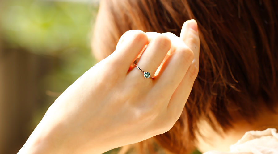 ダイヤモンド リング 0.2〜0.3ct FANCY DEEP GREEN BLUE VVS2〜SI2 プラチナ Pt ソーティング付の画像