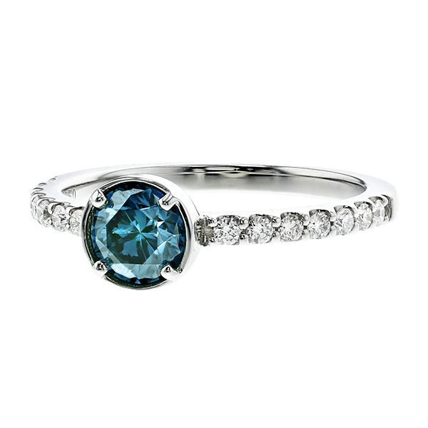 ダイヤモンド リング 0.5〜0.6ct FANCY GREEN BLUE VS1〜SI2 プラチナ Pt ソーティング付の画像