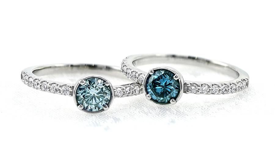 ダイヤモンド リング 0.5〜0.6ct FANCY GREEN BLUE VS1〜SI2 プラチナ Pt ソーティング付の画像
