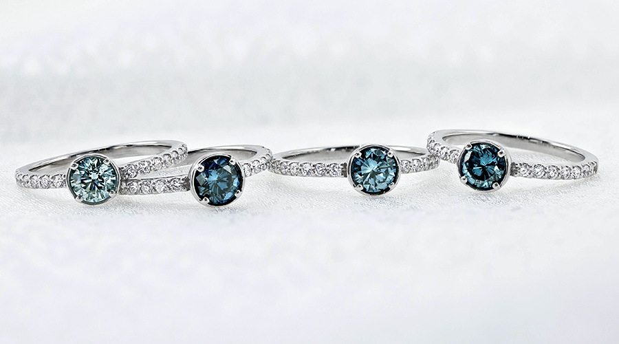 ダイヤモンド リング 0.5〜0.6ct FANCY GREEN BLUE VS1〜SI2 プラチナ Pt ソーティング付の画像