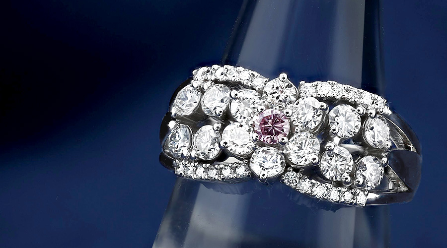 ピンクダイヤモンド リング 0.071ct FANCY INTENSE PURPLISH PINK VS2