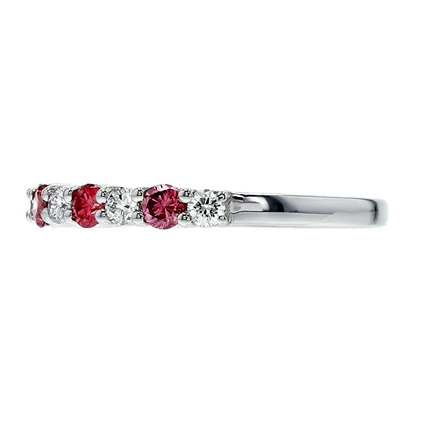 ピンク×無色 ダイヤモンド ハーフエタニティリング 0.3ct(Total) FANCY VIVID PINK SI1〜I1 ラウンドブリリアントカット プラチナ Pt ソーティング付の画像