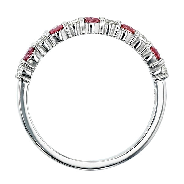 ピンク×無色 ダイヤモンド ハーフエタニティリング 0.3ct(Total) FANCY VIVID PINK SI1〜I1 ラウンドブリリアントカット プラチナ Pt ソーティング付の画像