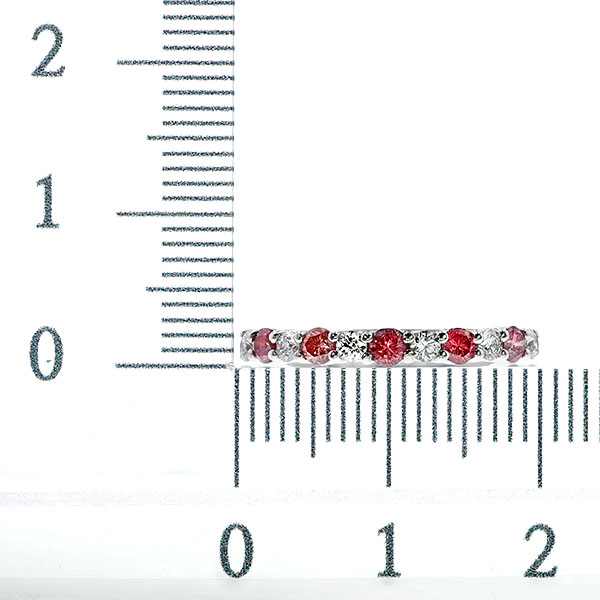 ピンク×無色 ダイヤモンド ハーフエタニティリング 0.3ct(Total) FANCY VIVID PINK SI1〜I1 ラウンドブリリアントカット プラチナ Pt ソーティング付の画像