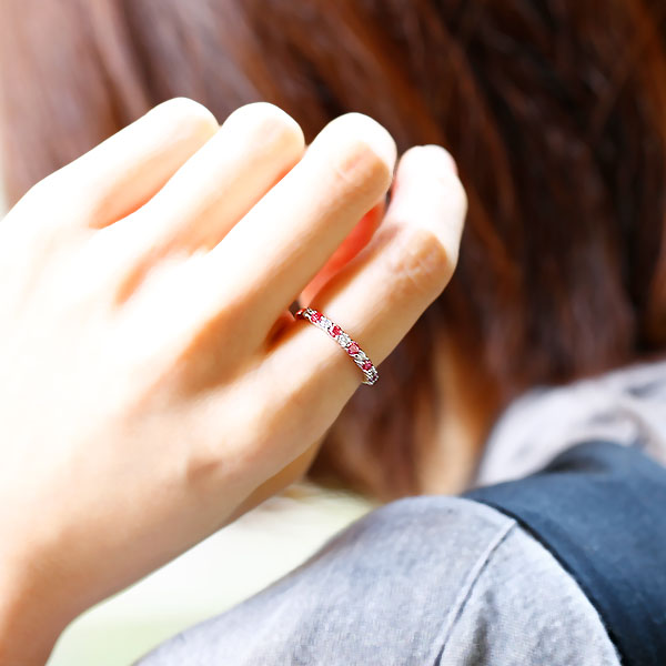 ピンク×無色 ダイヤモンド ハーフエタニティリング 0.3ct(Total) FANCY VIVID PINK SI1〜I1 ラウンドブリリアントカット プラチナ Pt ソーティング付の画像