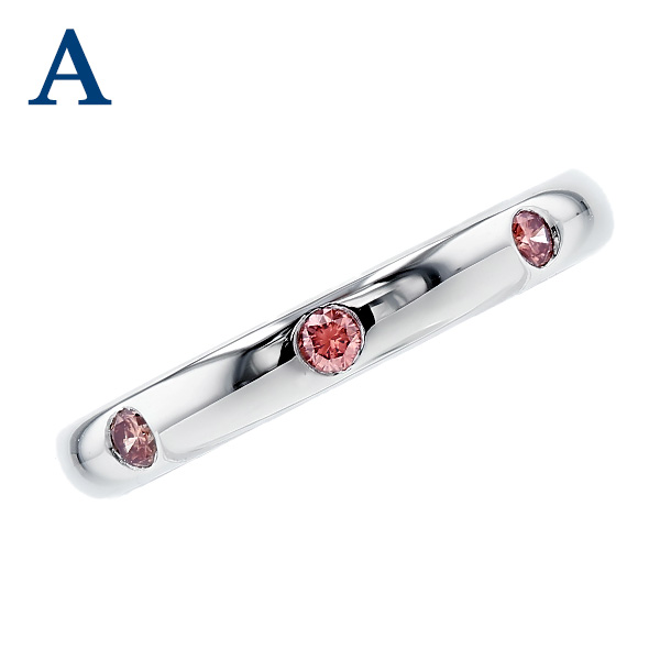 ピンクダイヤモンド リング 0.1ct(Total) FANCY VIVID PINK〜FANCY VIVID ORANGY PINK VS2〜SI2 プラチナ Pt ソーティング付の画像
